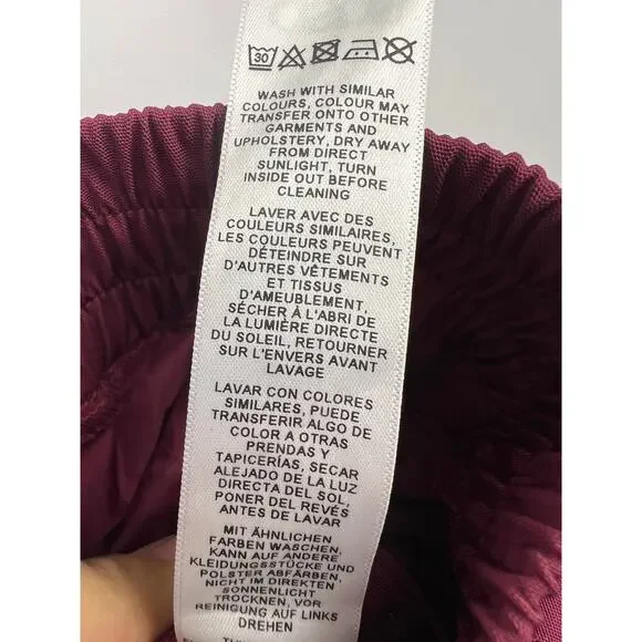 ASOS Ruffle Tapered Pants, Wine Red, 100% Polyester, Statement Joggers Lounge - Picture 12 of 13